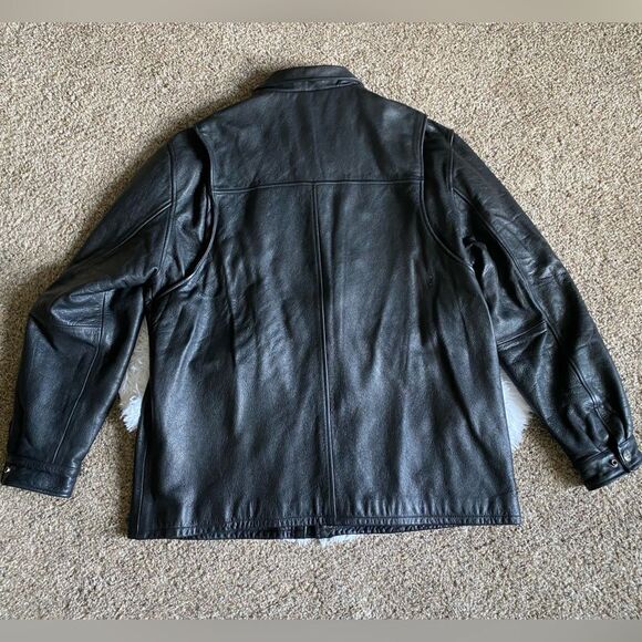 Wilson’s Leather Heavy Jacket Lined Black Mens Size Large - Picture 2 of 15
